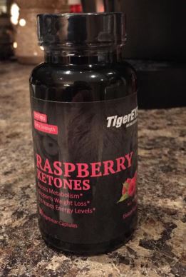 Photo of a bottle of TigerEye Raspberry Ketones