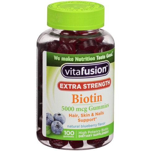 Image of a bottle of Vitafusion Extra Strength Biotin Gummies